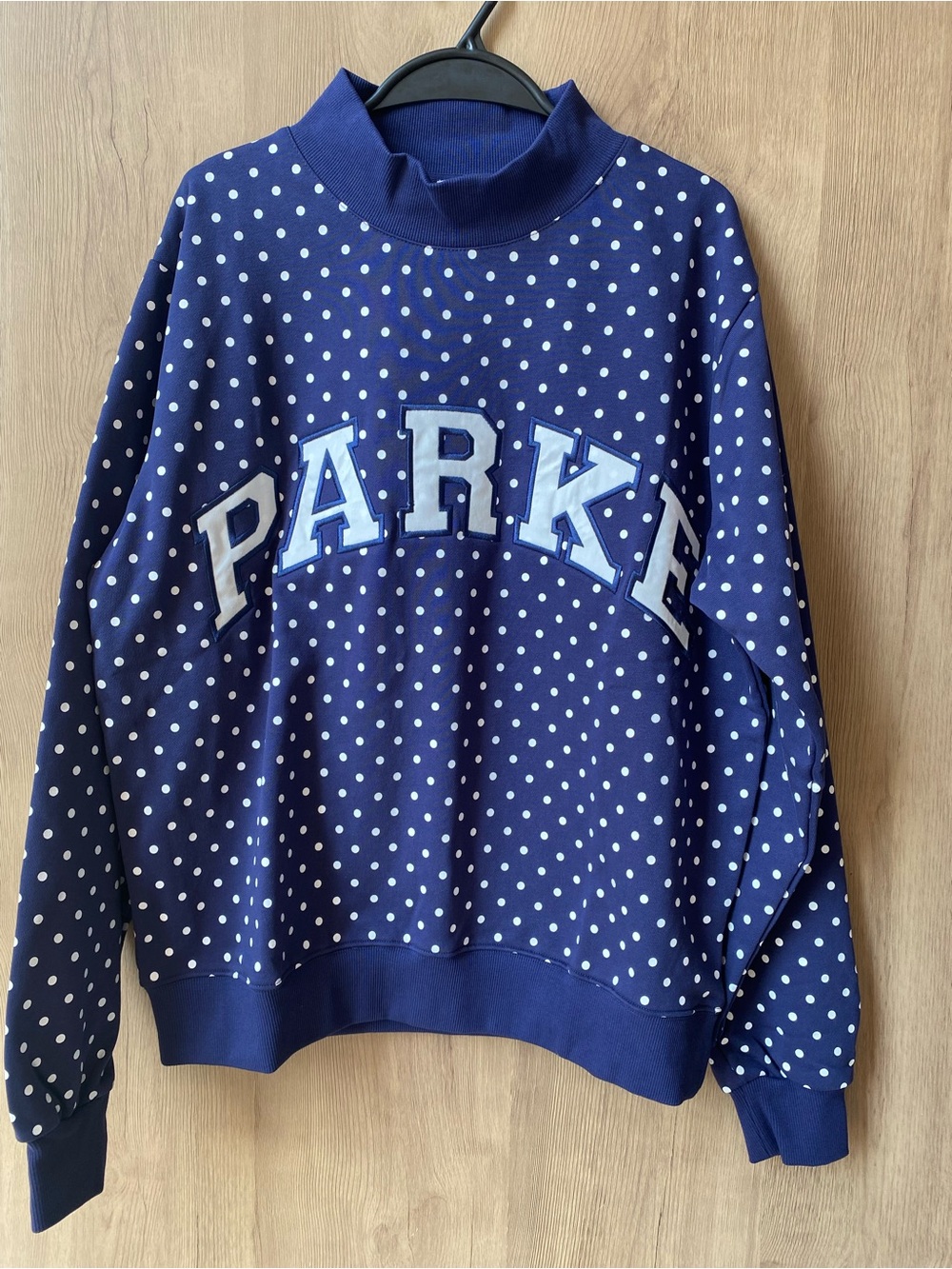 Parke Navy Polka Dot Glass Art Panel